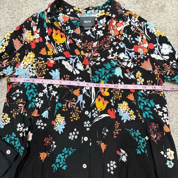 Maeve Anthro Dark Floral Woodland Animal Blouse Size 2 - Picture 10 of 12